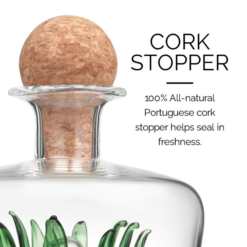 Final Touch Agave Tequila Decanter - 850ml Handmade Bottle with Natural Cork Stopper and Wide Spout for Smooth Pouring - Inspired by Agave Plant for Tequila Serving (TQ5301) - Image 5